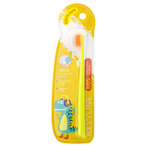 Детская зубная щетка Revyline Kids S4800 салатовая - оранжевая, Soft
