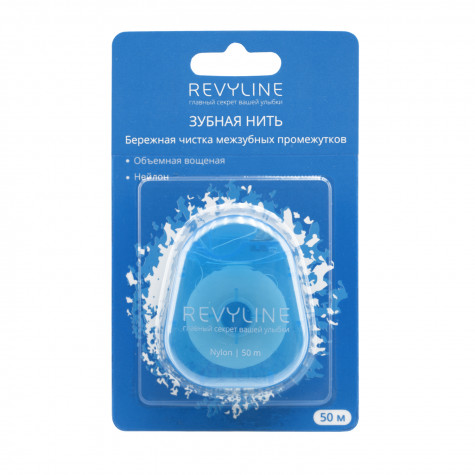 Зубная нить вощеная Revyline нейлон, мятная, 50 м