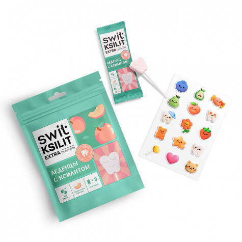Леденцы на палочке Swit by Revyline Ksilit Extra Персик, 8 шт. и по всей Армении в интернет-магазине Revyline.am