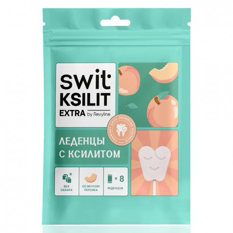 Леденцы на палочке Swit by Revyline Ksilit Extra Персик, 8 шт. и по всей Армении в интернет-магазине Revyline.am