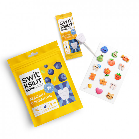 Леденцы на палочке Swit by Revyline Ksilit Extra Черника, 8 шт. и по всей Армении в интернет-магазине Revyline.am