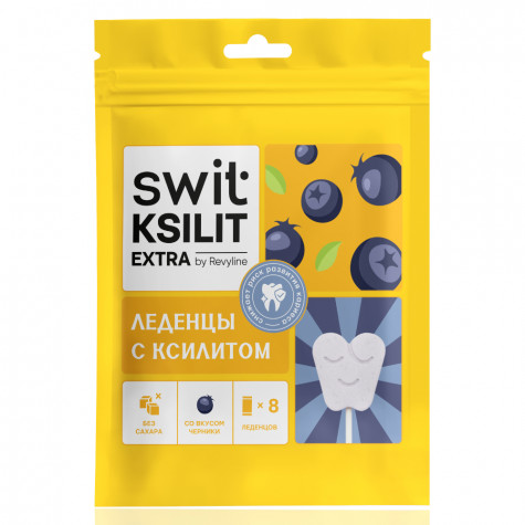Леденцы на палочке Swit by Revyline Ksilit Extra Черника, 8 шт. и по всей Армении в интернет-магазине Revyline.am